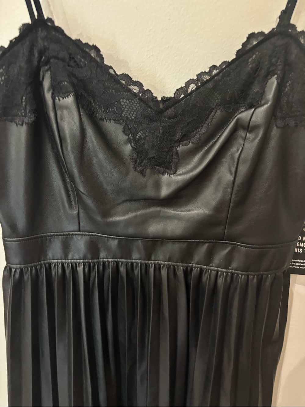 New Express Faux Leather Pleated Dress Size Small - Picture 2 of 8